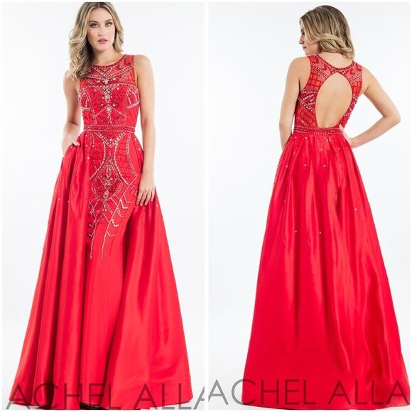 Rachel Allan Red Embellished Formal Gown $538 - Picture 1 of 16